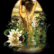 Схема вышивки «Девушка и лотос»