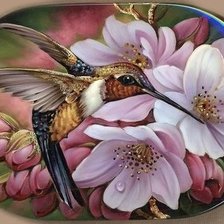 Птичка на цветке