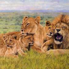 Схема вышивки «Львиная семья»