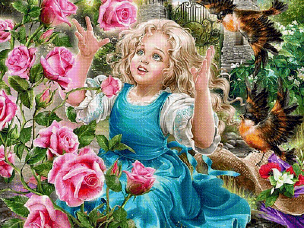 герда - девочка, розы - предпросмотр