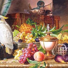 Схема вышивки «какаду и фрукты»