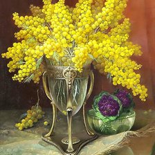 Схема вышивки «Натюрморт с мимозой.»