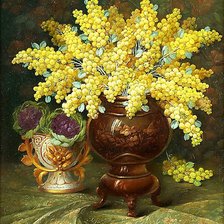 Схема вышивки «Натюрморт с мимозой.»