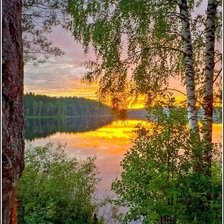 Схема вышивки «закат на озере»