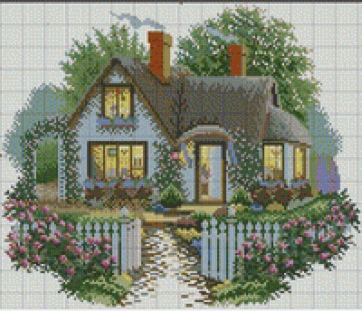 Домик с розами - цветы, природа, дом - предпросмотр