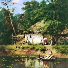 Схема вышивки «Украинская хата, художник Салимов Алигусейн»