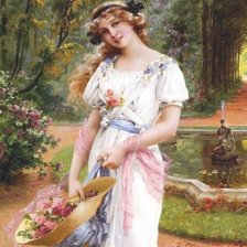 Схема вышивки «девушка с цветами»