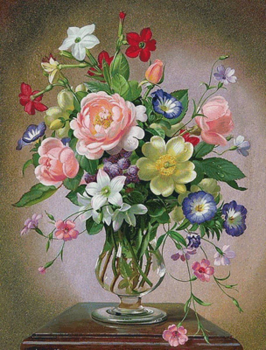 летний букет - ваза, цветы - предпросмотр