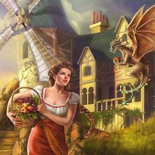 Схема вышивки «Девушка и дракон»