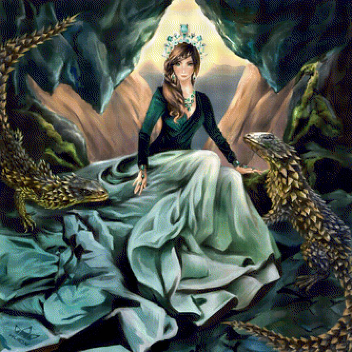 Хозяйка Медной оры - ящерица, девушка, украшения, хозяйка медной горы - предпросмотр