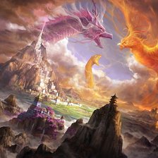 Схема вышивки «Дракон и феникс»