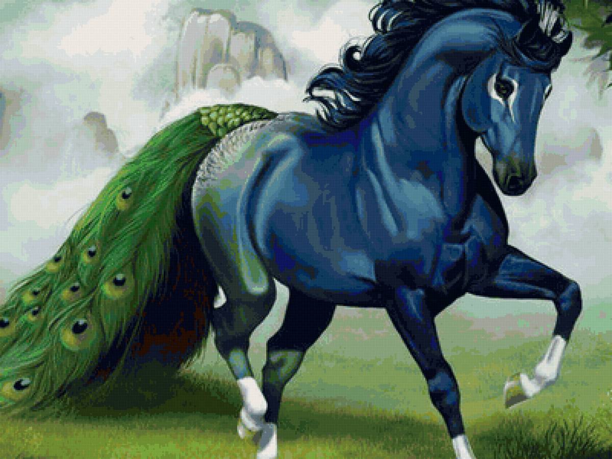 6809 - конь, павлин - предпросмотр