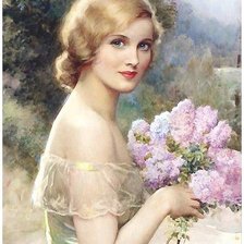 Схема вышивки «дама с сиренью»