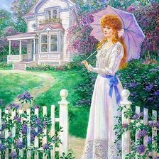 Схема вышивки «девушка в саду»