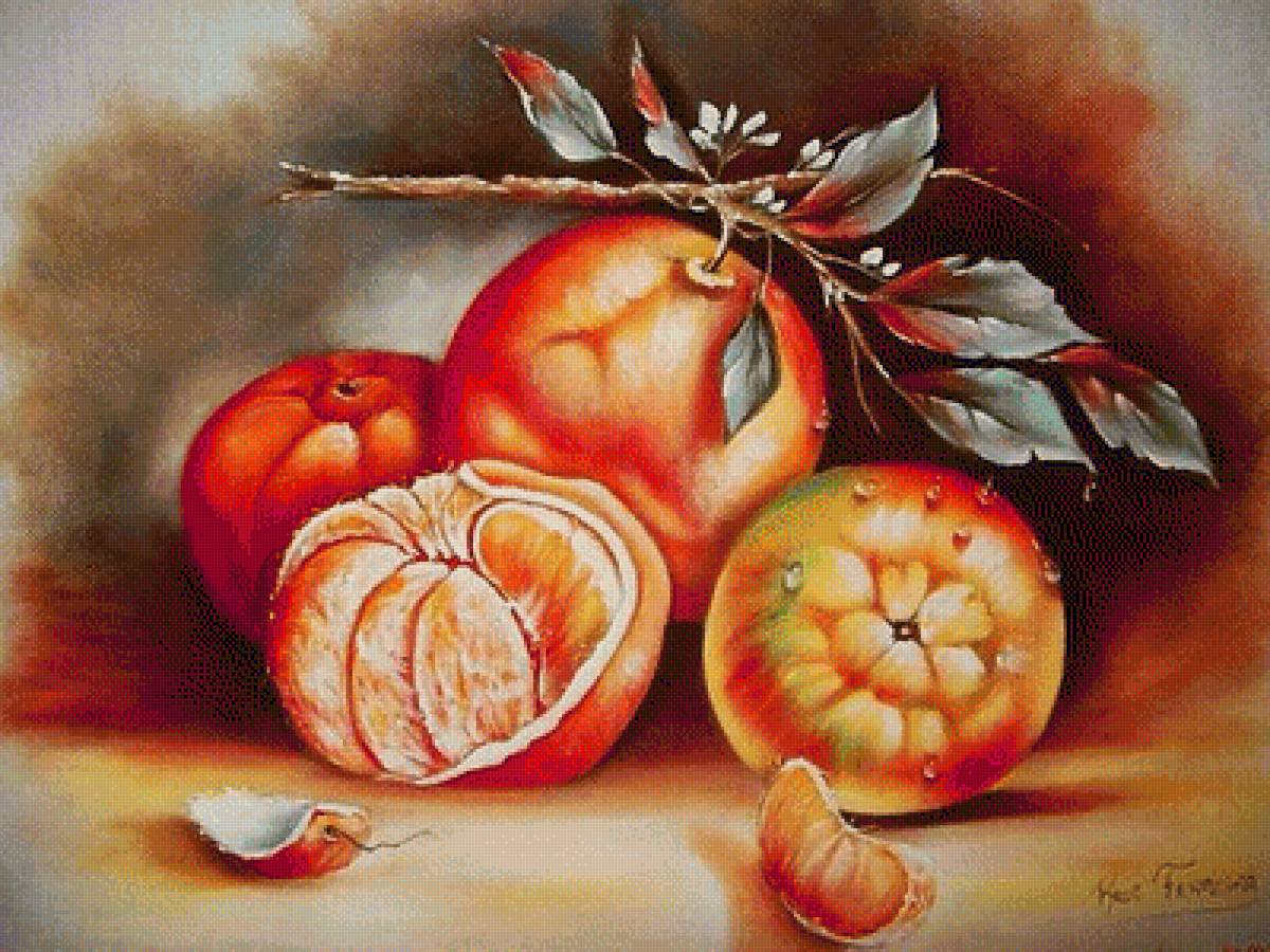 Натюрморт с апельсинами. - апельсины. натюрморт, живопись. - предпросмотр