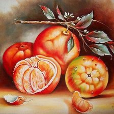 Схема вышивки «Натюрморт с апельсинами.»