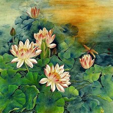 Схема вышивки «Лотосы.»