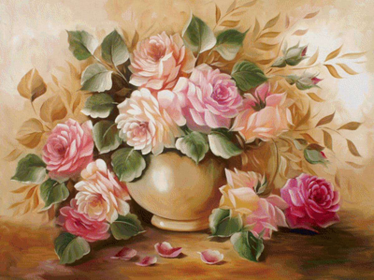 Розы - цветы, цветы в вазе, букет - предпросмотр