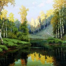 Схема вышивки «лесное озеро»