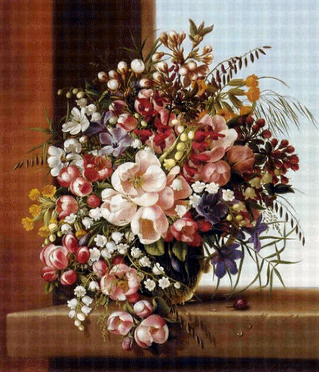 Букет в вазе - букет на окне, букет, цветы - предпросмотр