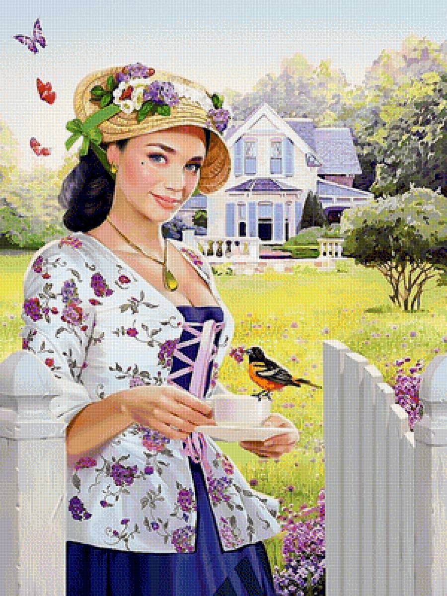 чабрец - чашка, девушка, лето - предпросмотр