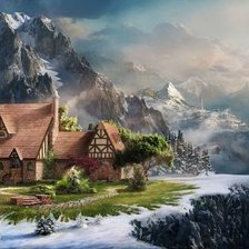 Схема вышивки «домик в горах»