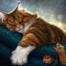 Схема вышивки «кот и мыши»