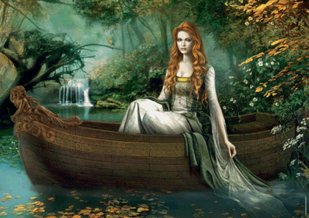 фэнтези - фэнтези, вода, девушка, лодка - предпросмотр