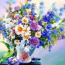 Схема вышивки «колокольчики и ромашки»