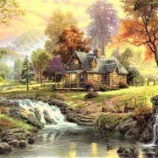 Схема вышивки «домик в лесу»