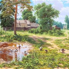 Схема вышивки «в деревне»