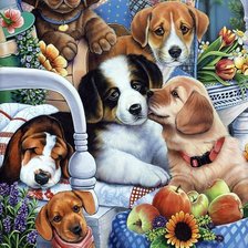 Схема вышивки «Щенки»