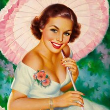 Схема вышивки «Барышня с зонтиком»