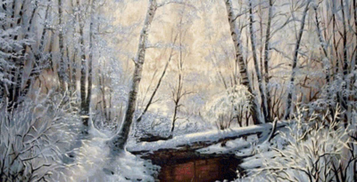 Зимний пейзаж - зима, река, снег - предпросмотр