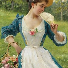 Схема вышивки «девушка с веером»