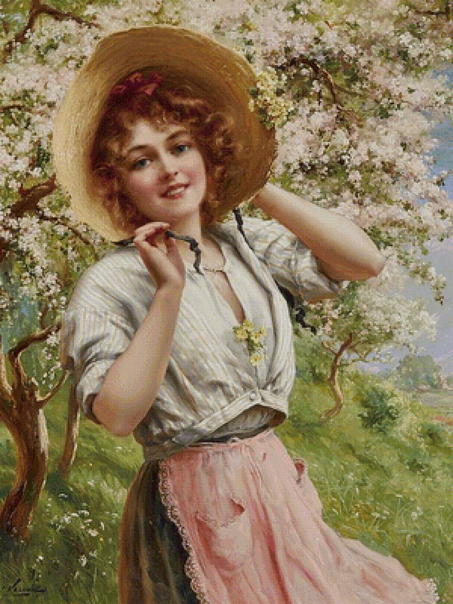весна - вишня, девушка - предпросмотр