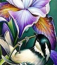 Схема вышивки «синичка на ирисе»