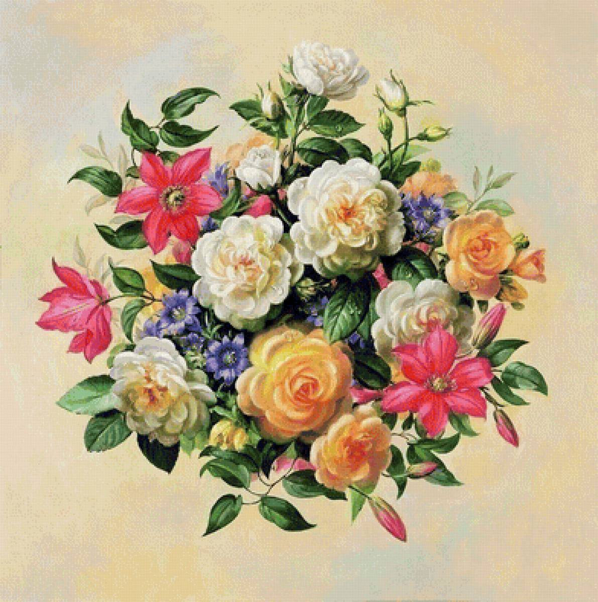 Цветочная фонтазия - букет, цветы, розы - предпросмотр