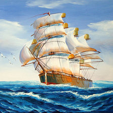 Схема вышивки «парусник в море»