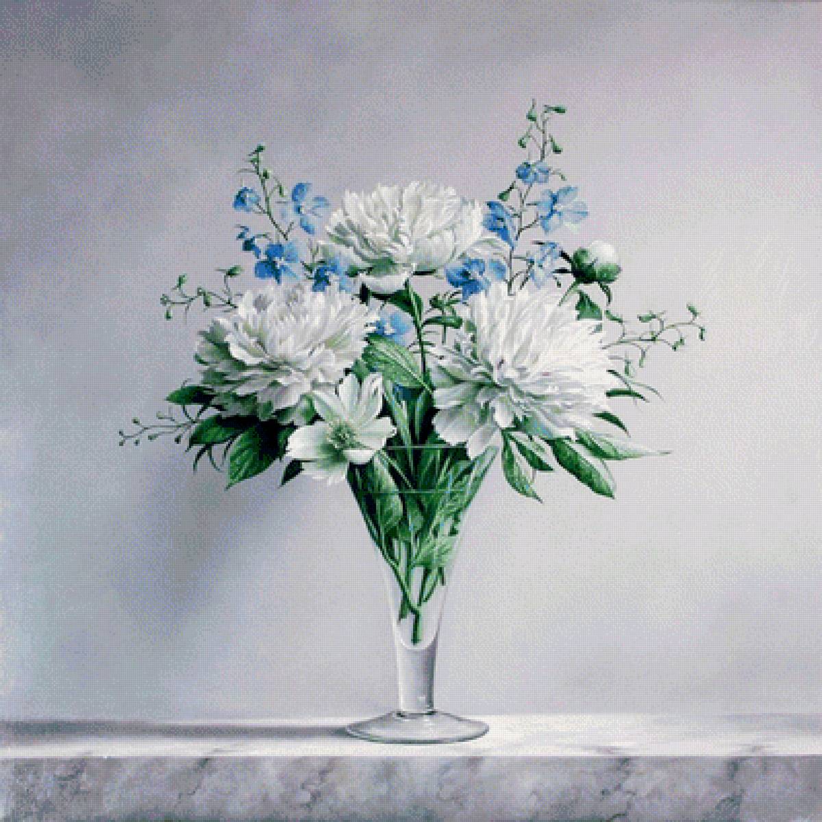 Букет в вазе - цветы, пионы, белые пионы - предпросмотр