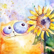 Схема вышивки «Кот и подсолнух»