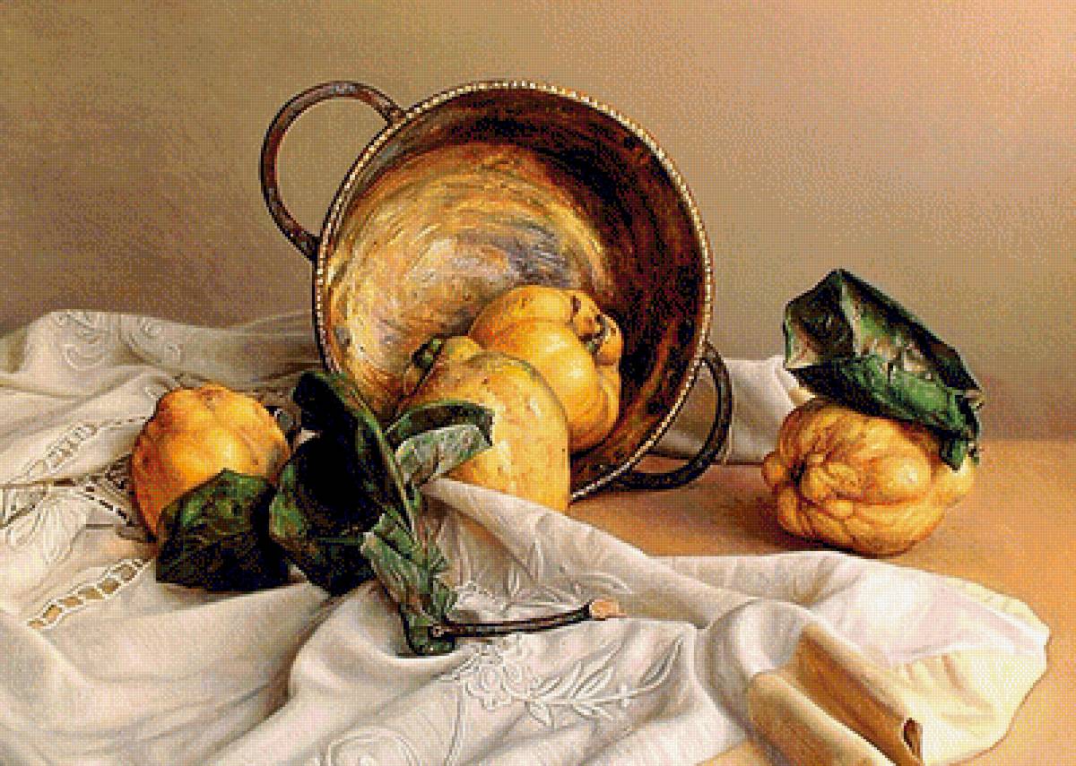 Натюрморт с айвой. - натюрморт, айва, живопись. - предпросмотр