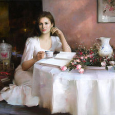 Схема вышивки «утреннее чтение»