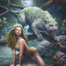 девушка и кошка