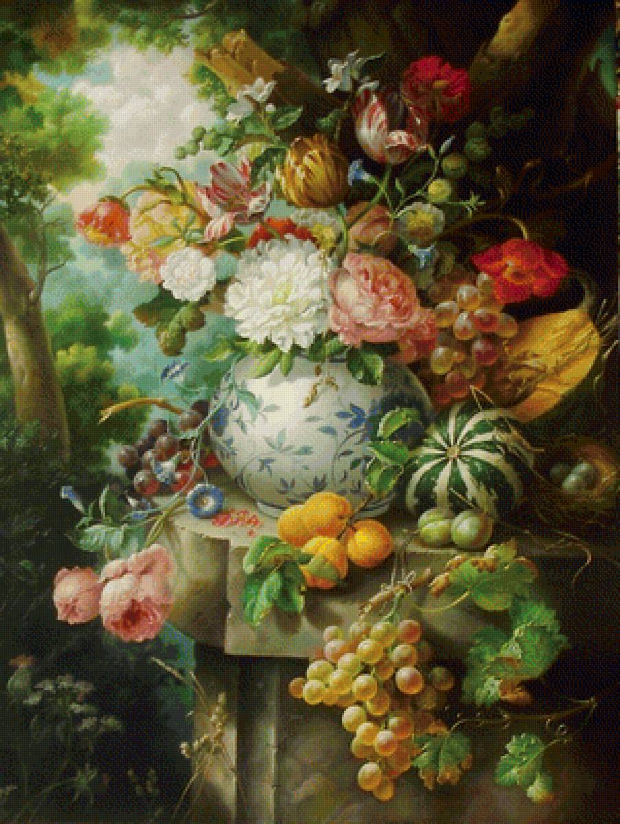 zátišie,kvety-ovocie - предпросмотр