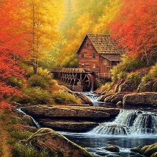 Схема вышивки «Водяная мельница.»