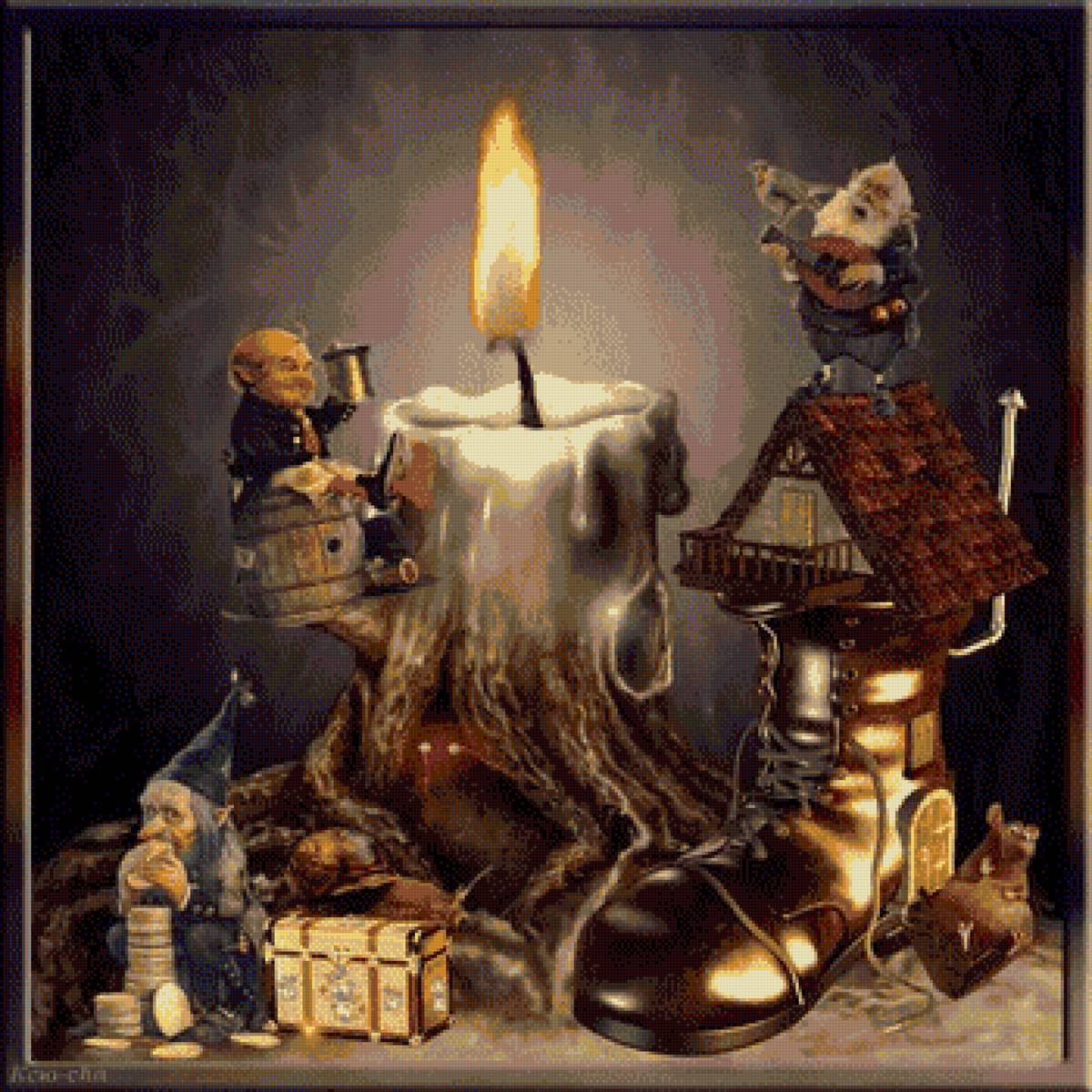 вечеринка гномов - свеча, вечеринка, гном, сундук - предпросмотр