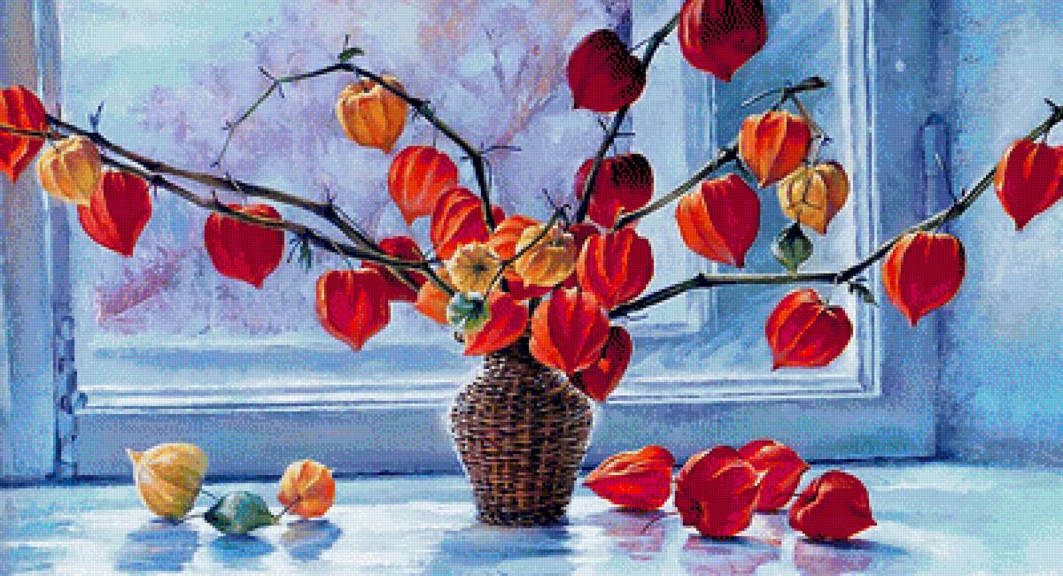 Натюрморт. - натюрморт, живопись., физалис - предпросмотр