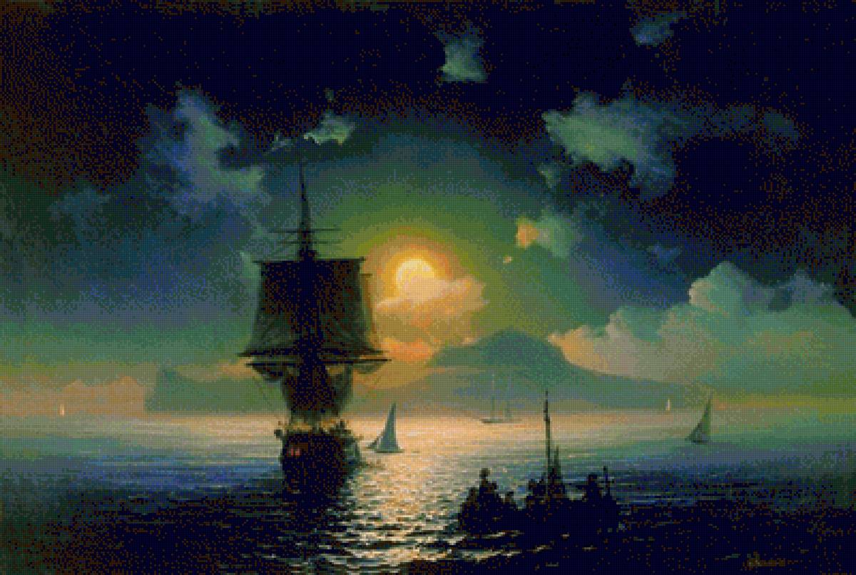 Айвазовский, "Лунная ночь на Капри" - айвазовский, море - предпросмотр