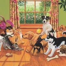 Схема вышивки «коты и собаки»